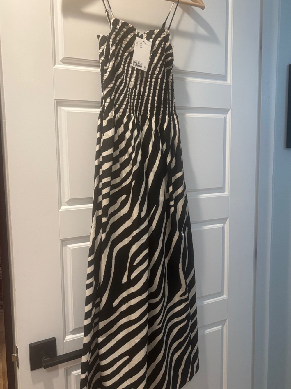 H&M Black & White Zebra-Print Midi Dress